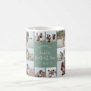 Mum green elegant modern minimal photo collage coffee mug