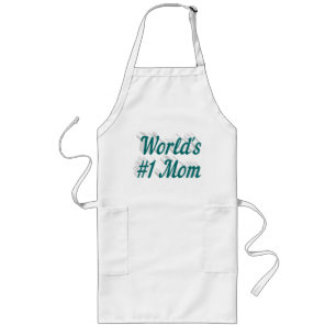 Mum green text long apron