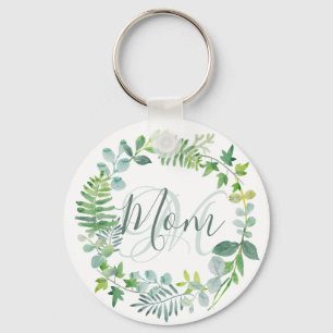 Mum Greenery Foliage Watercolor Foliage Modern Key Ring