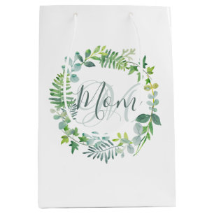 Mum Greenery Foliage Wreath Mother's Day Medium Gift Bag