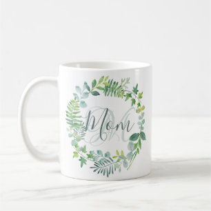 Mum Greenery Watercolor Foliage Wreath Coffee Mug