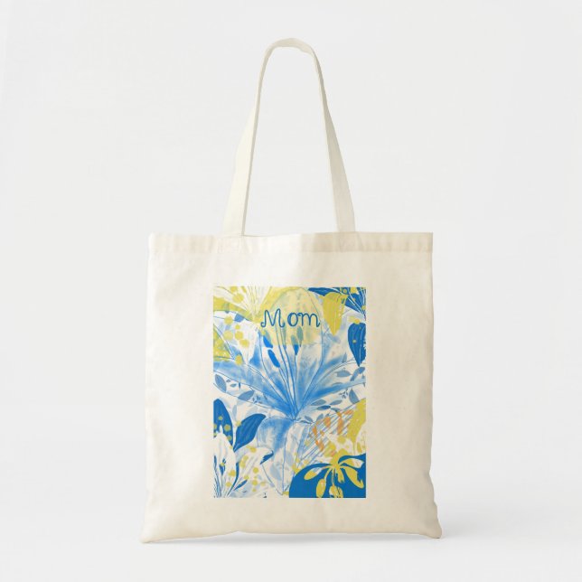 Mum Handpainted Floral Tote Bag (Front)