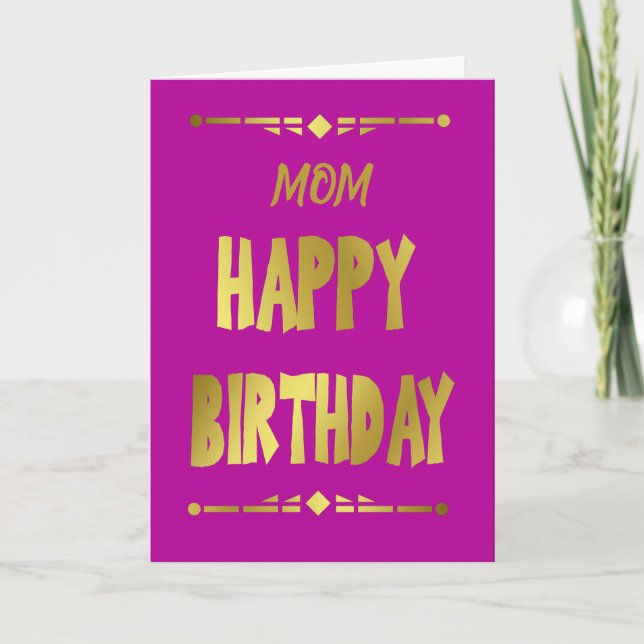 Mum Happy Birthday Modern Gold Typography Card (Front)