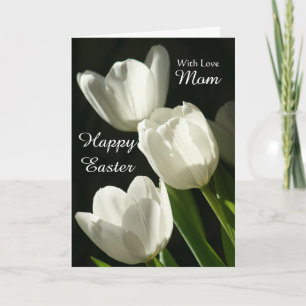 Mum / Happy Easter - White Tulips Holiday Card