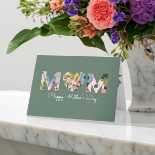 Mum, Happy Mother's Day Floral Typographic Card