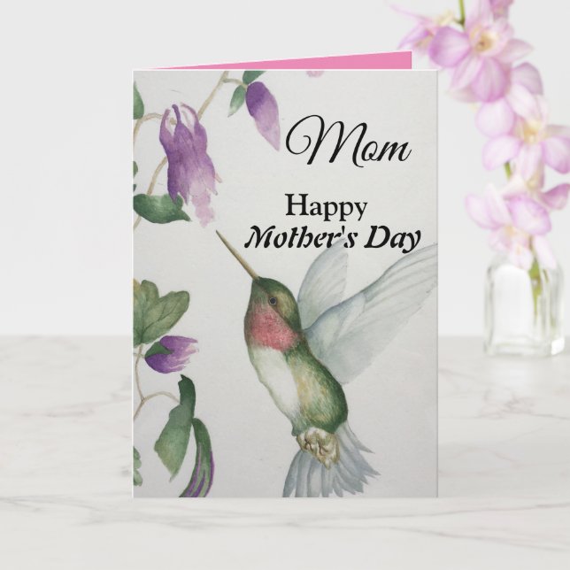 Mum Happy Mother's Day Pretty Hummingbird Card (Orchid)