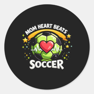 Mum Heart Beats Soccer Classic Round Sticker