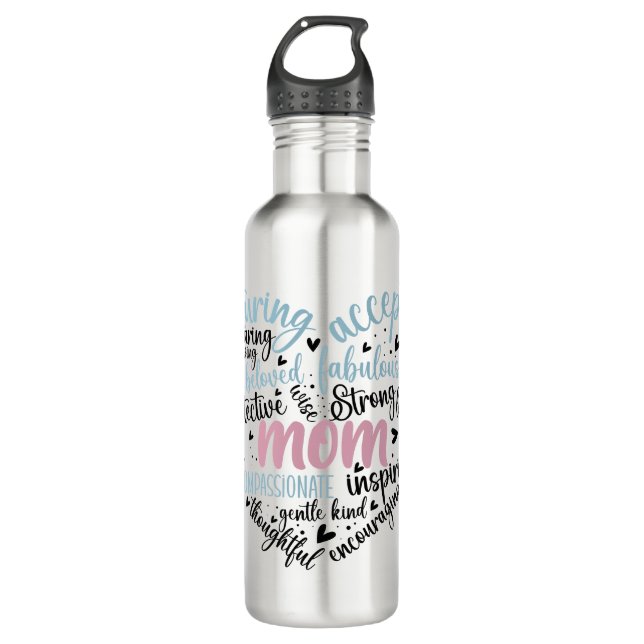 Mum Heart Loving Caring Sweet Gentle  710 Ml Water Bottle (Front)