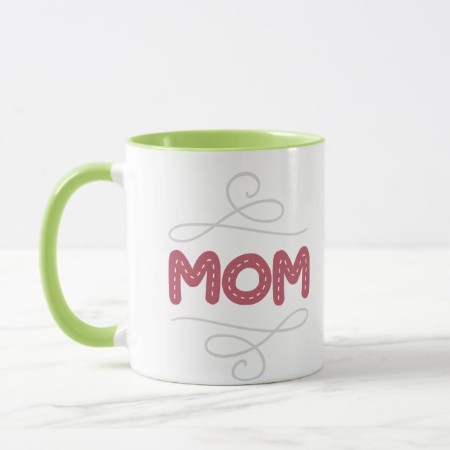 Mum Heart Pattern Typography Two Tone Coffee Mug (Left)