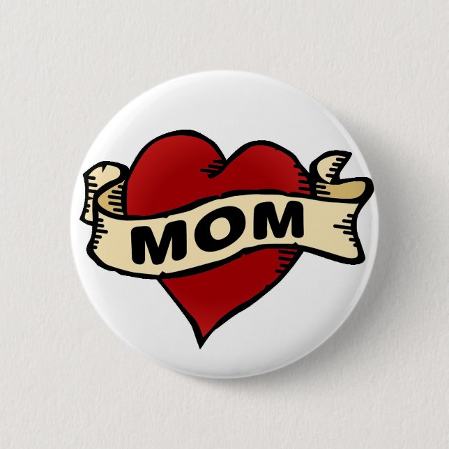 Mum Heart Tattoo 6 Cm Round Badge (Front)