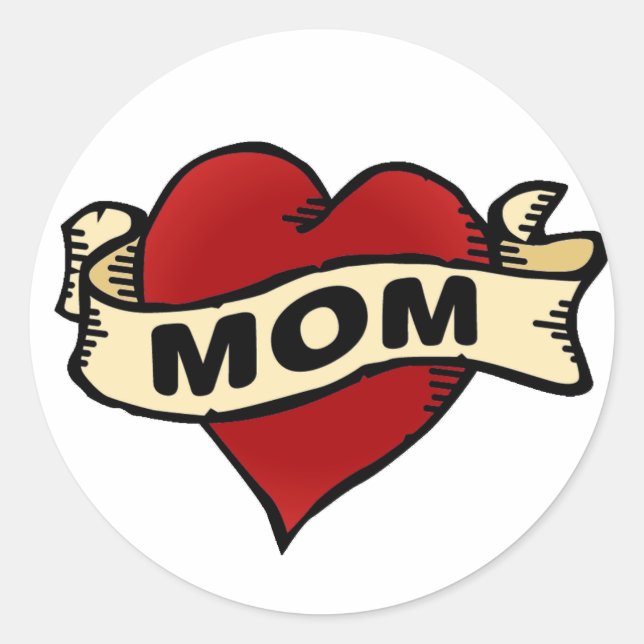 Mum Heart Tattoo Classic Round Sticker (Front)