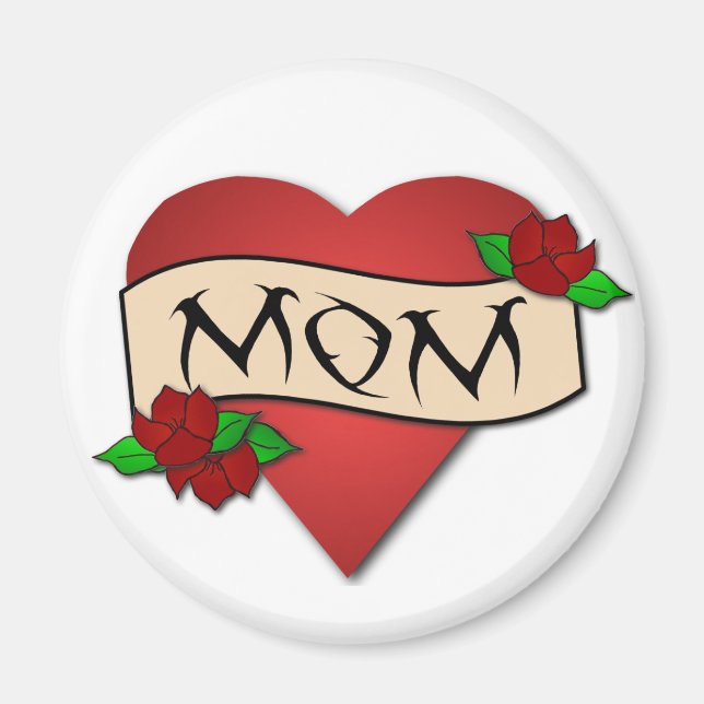 Mum heart tattoo magnet (Front)