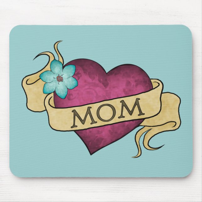 Mum Heart Tattoo Mousepad (Front)
