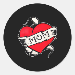 Mum Heart Traditional Old School Tattoo Flash  Classic Round Sticker