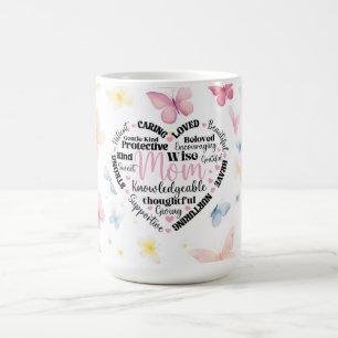 Mum Heart Word Cloud Butterfly Coffee Mug