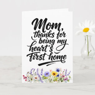 Mum Hearts First Home Watercolor Wildflower Card