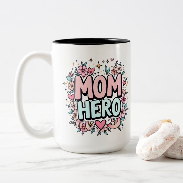 Mum Hero Two-Tone Coffee Mug (With Donut)