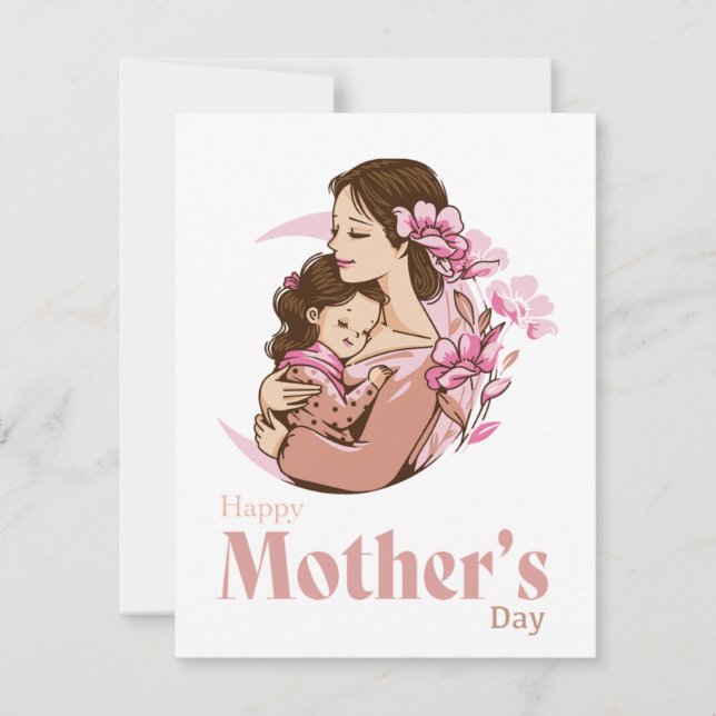 Mum Holding Baby Daughter Moon Flower Mother's Day (Front)