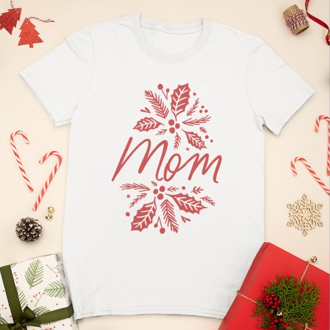 Mum Holly Berry Red Holiday T-Shirt (Creator Uploaded)