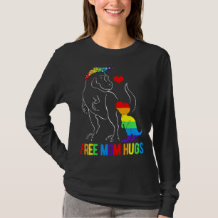 Mum Hugs Dinosaur Rex Mamasaurus Ally Rainbow Flag T-Shirt