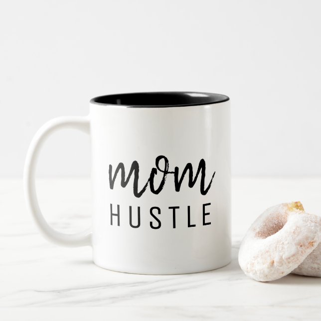 Mum Hustle | Modern Stylish Mother's Day Two-Tone Coffee Mug (With Donut)