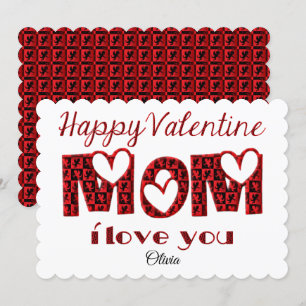 Mum I Love You Cute Cupid Typography Valentine Holiday Card