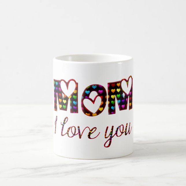 Mum I Love You Cute Hearts Typography Coffee Mug (Center)