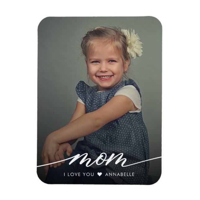 Mum I love You Elegant Photo Magnet (Vertical)