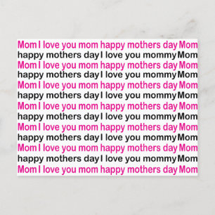 Mum I Love You Happy Mothers Day Postcard