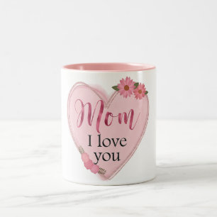 Mum I Love You/Heart Two-Tone Coffee Mug