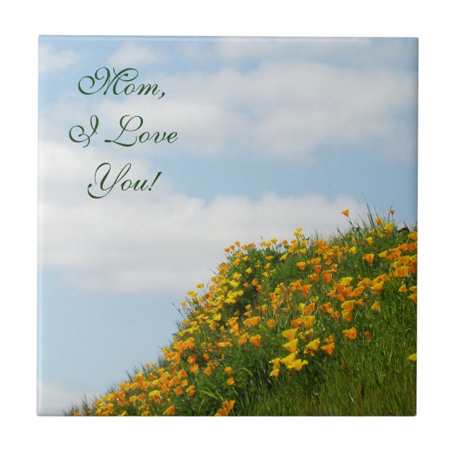 Mum I Love You! Keepsake box quality gifts Poppies Tile (Front)