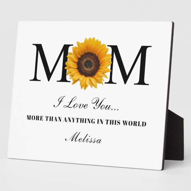 Mum I Love You Mothers Day Personalised Sunflower  Plaque (Side)