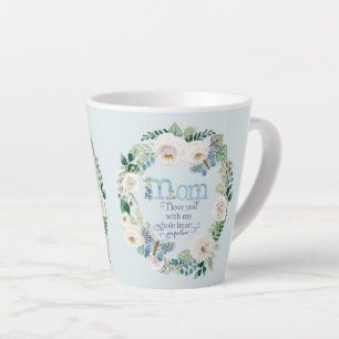 Mum I Love You   Watercolor White Floral Butterfly Latte Mug