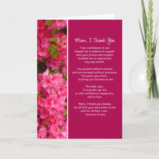 Mum, I Thank You... Thank You Card (Front)