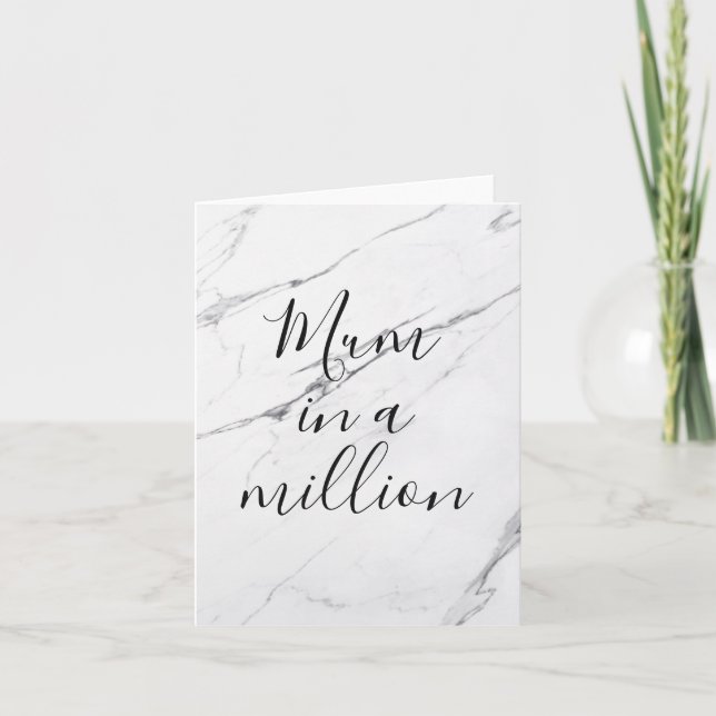 Mum in a Million | White Marble Mother's Day Note Card (Front)