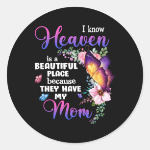 Mum In Heaven Purple Butterfly Loss Of Loved Mum F Classic Round Sticker