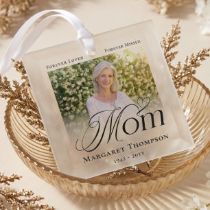 Mum In Loving Memory Memorial Photo Keepsake Glass Tree Decoration