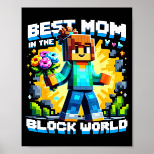 Mum in the block world pixel gaming mother day poster