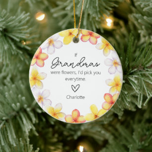 Mum Into Grandma Grandkids Name Florals Watercolor Ceramic Tree Decoration