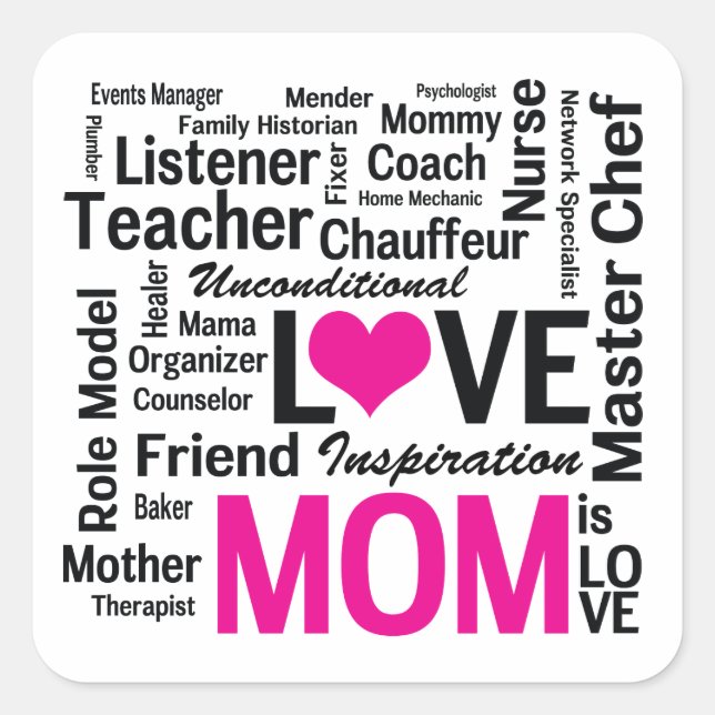 Mum is Love - Mother's Day Appreciation Square Sticker (Front)