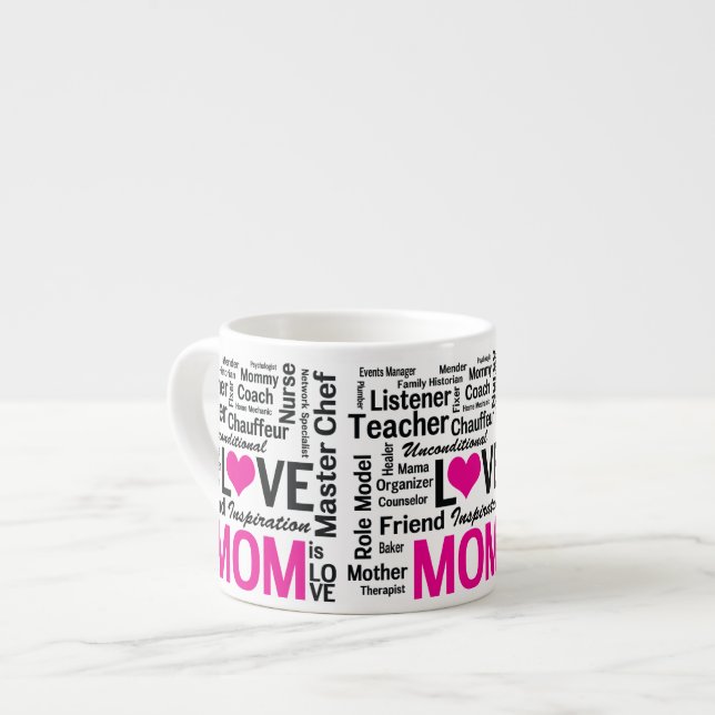 Mum is Love Mother's Day Gift for Do It All Mum Espresso Cup (Front Left)