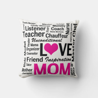 Mum is Love Pink and Black Mother's Day Cushion