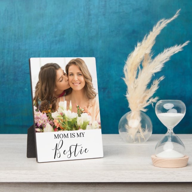 Mum Is My Bestie Personalised Names Photo Plaque (Side)