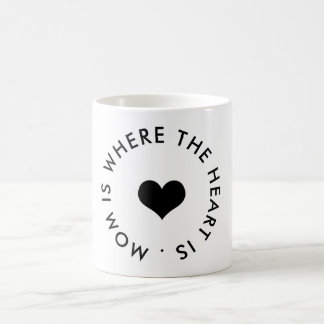 mum is where the heart is button coffee mug