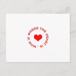 mum is where the heart is button postcard