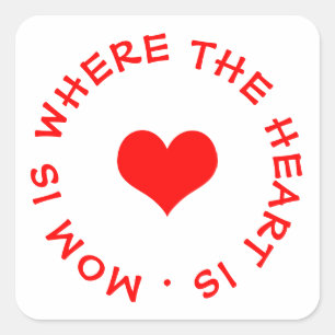 mum is where the heart is button square sticker