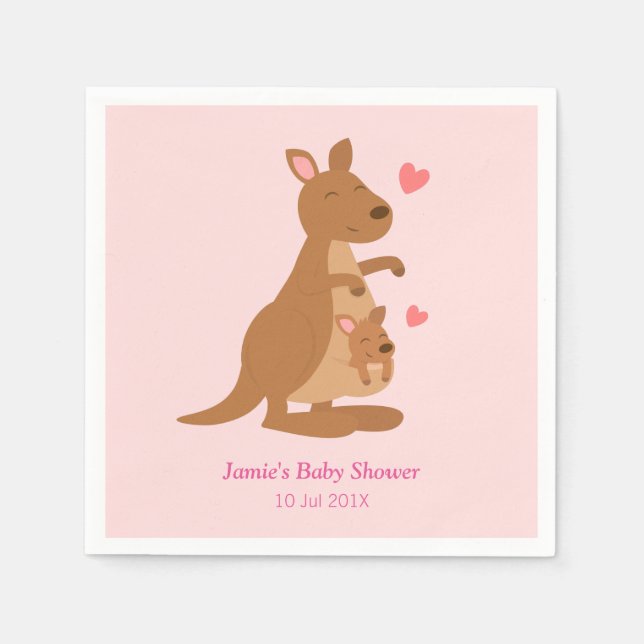 Mum Kangaroo and Baby Joey Baby Shower Napkins (Front)