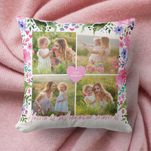 Mum Keepsake Photo Gift Watercolor Floral Cushion