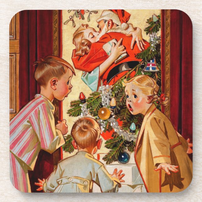 Mum Kisses Santa Claus Coaster (Front)