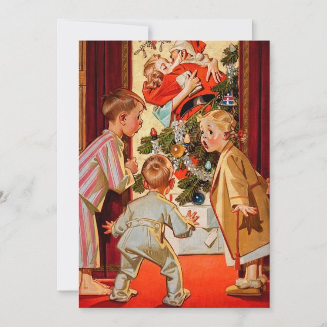 Mum Kisses Santa Claus Holiday Card (Front)